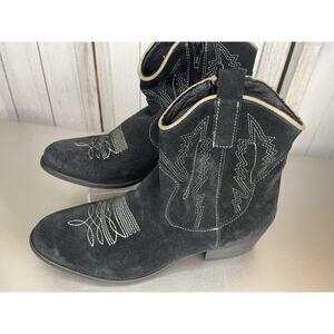 Artesian Zigi Black Suede Leather Booties Western Cowgirl Mireya Size 9 Women’s